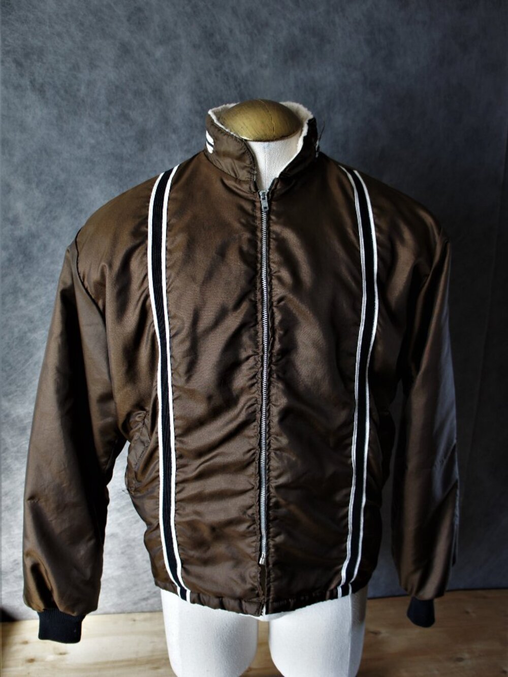 Sherpa Lined Nylon Cafe Racer Jacket/ Scupper-Jack by Jack Hyman/ 1970s/